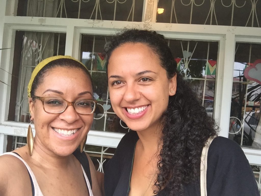 Selfie with Carinya post interview at the Oasis Cafe in Georgetown, Guyana